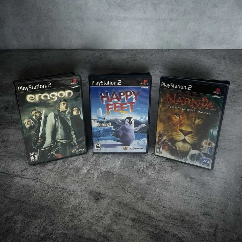 PlayStation 2 PS2 Complete CIB Video Game Eragon Happy Feet Narnia Bundle Lot 3